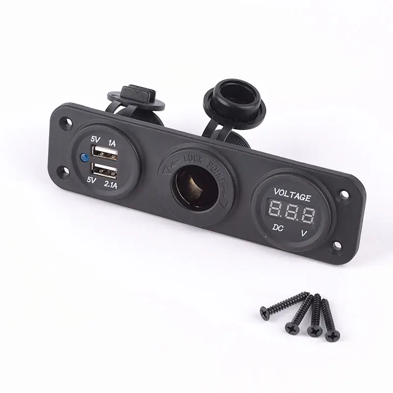 AutoStyle, USB Adapter 3-i-1 med Voltmeter og Cigaretstik - Vandtæt - 12V-24V - Nedsat pris